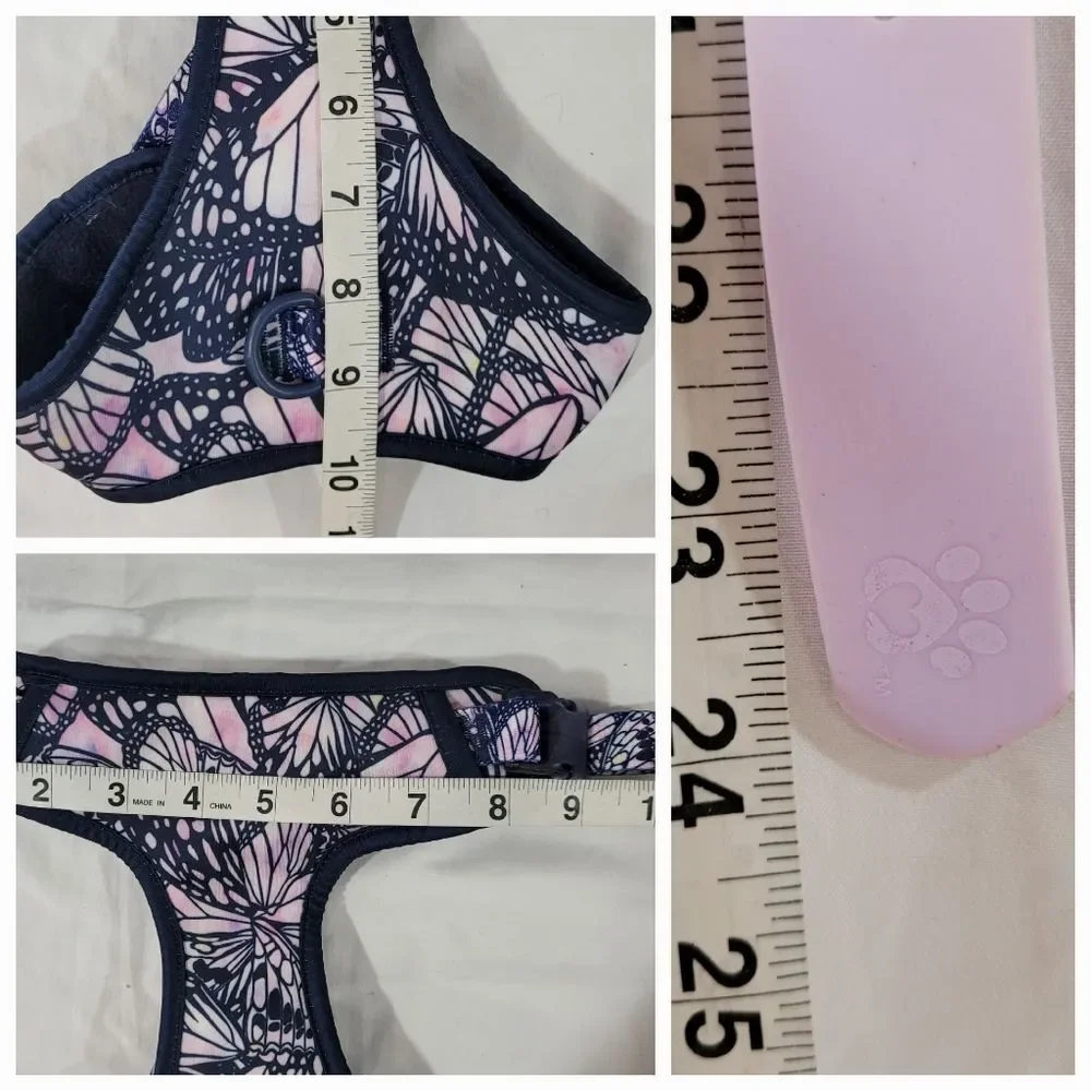 S-M top paw dog purple pink harness and collar